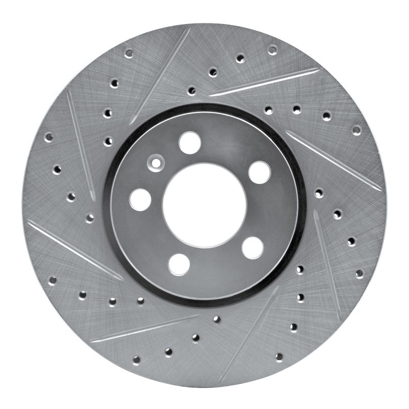 Audi A1 Brake Rotor (1) - Front Left - R1 Concepts - Drilled & Slotted - Silver - `98-`18